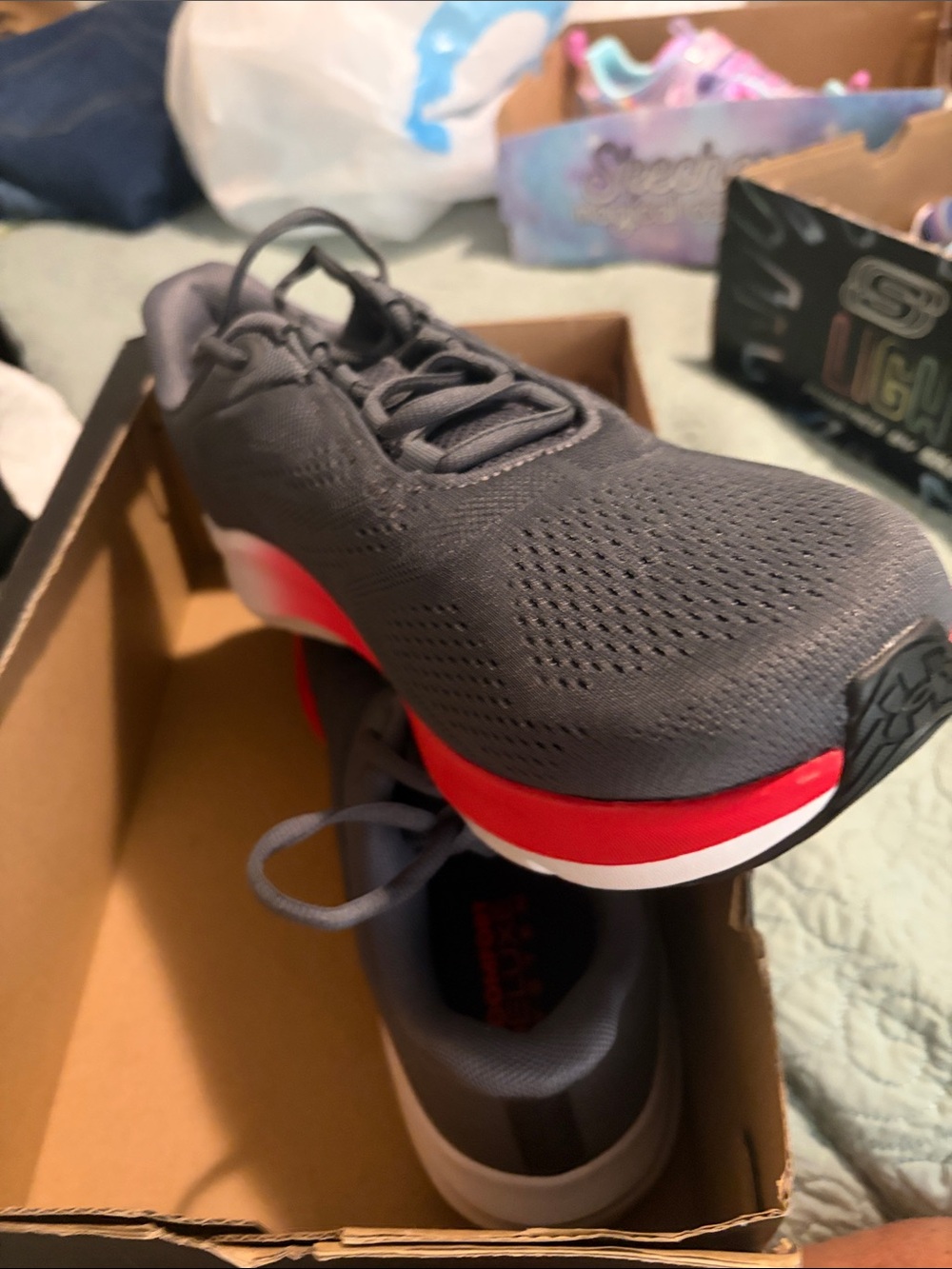 Under Armour Gray with Red Accent Charged Pursuit 4 Running Shoes - Mens 10.5 - Picture 3 of 3